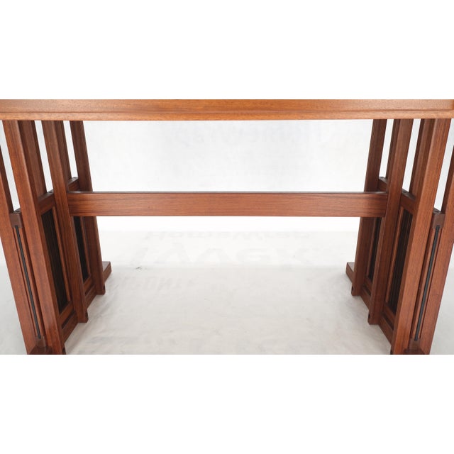 Wood Arts and Crafts Style Solid Teak Partner's Desk, Architectural Studio Made For Sale - Image 7 of 18