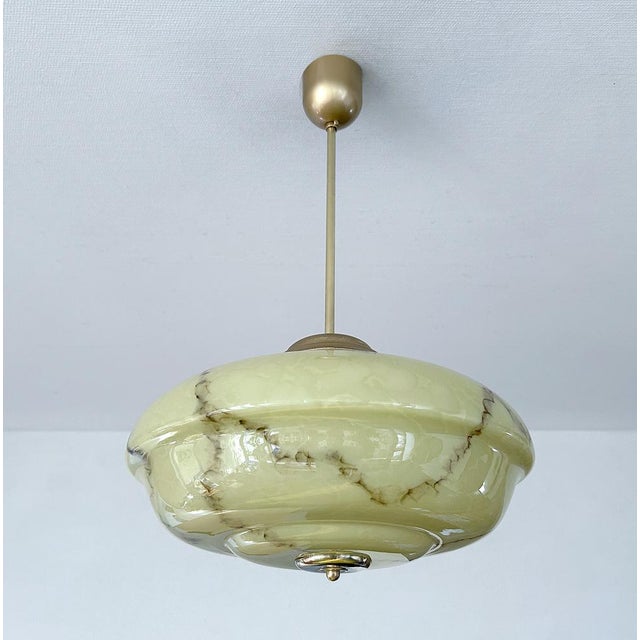 1930s Art Deco Pendant Light in Amber Marble Glass, 1930s For Sale - Image 5 of 18