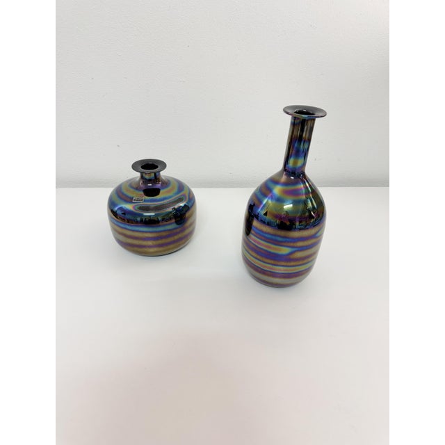 Iridescent Murano Glass Vases by Nason & Moretti, 1960, Set of 2 For Sale - Image 7 of 11