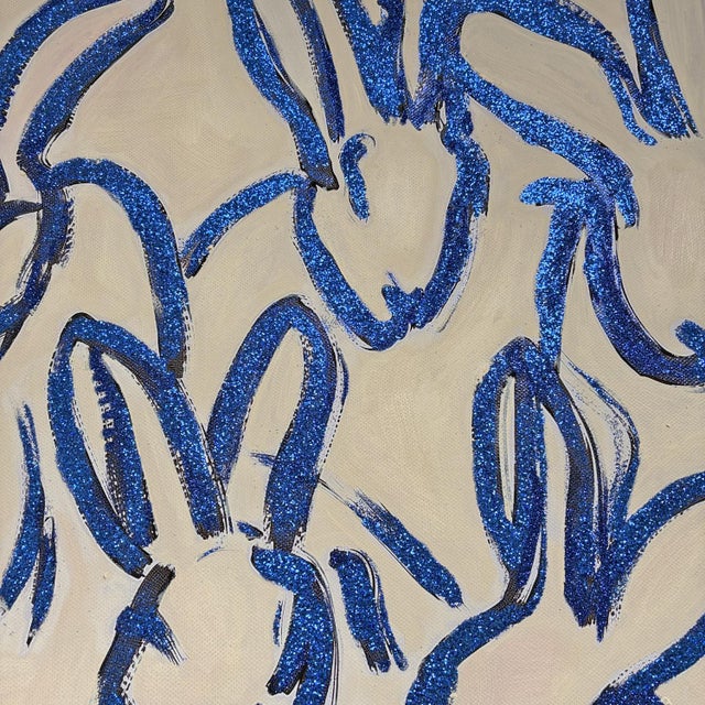 Bunny Hop Original Painting by Tatiana Duperault | Abstract Bunny Art | Chinoiserie Style Wall Art | Framed Oil Painting For Sale - Image 4 of 5
