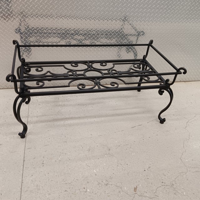 Vintage 19th Century French Wrought Iron Indoor/Outdoor Coffee Table With 1" Thick Table Top Glass For Sale - Image 10 of 18