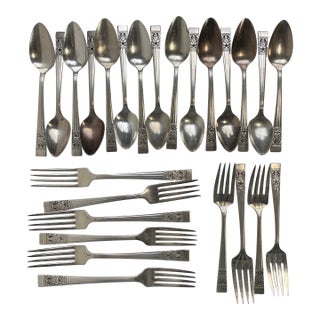 1936 Coronation Silver Plate Flatware by Oneida Community - Collection of 26 Pieces For Sale
