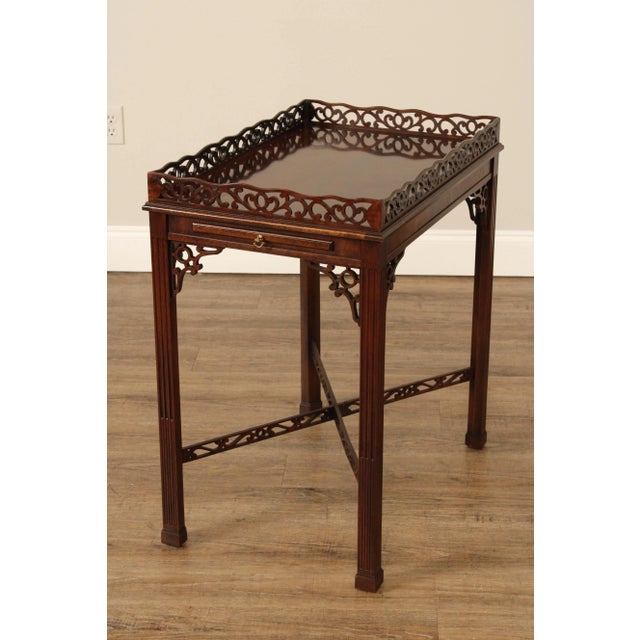 Chinese Chippendale Style Carved Mahogany Tea Table For Sale - Image 12 of 12