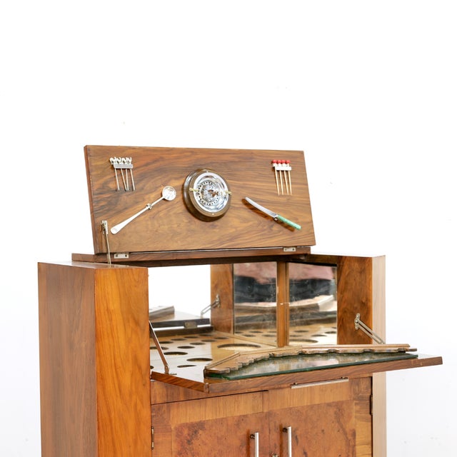 Wood 1950s English Walnut & Burl Dry Bar Liquor Cabinet For Sale - Image 7 of 15