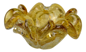 Amber Murano Glass Ashtray with Controlled Bubbles, Italy, 1960s