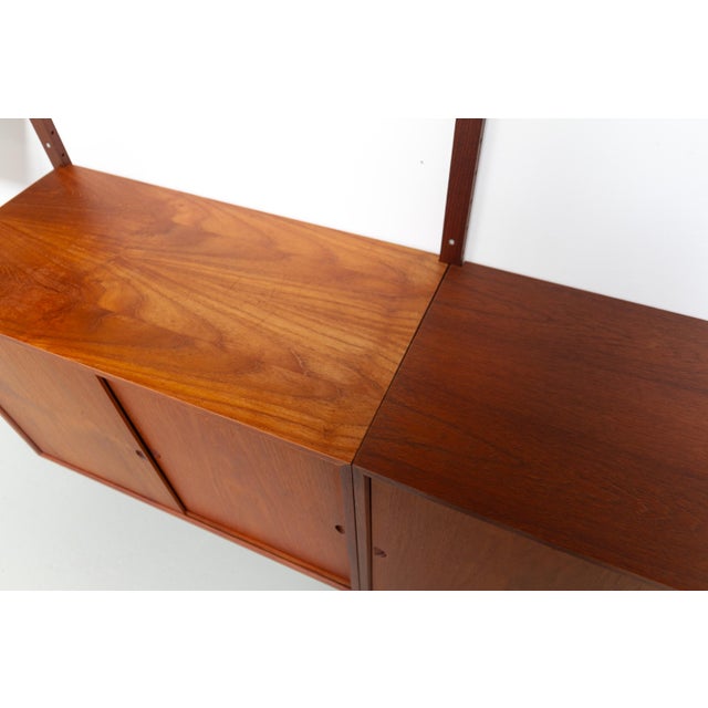Brown Danish Modern 3-Bay Modular Teak Wall Unit by Poul Cadovius for Cado, 1960s. For Sale - Image 8 of 18