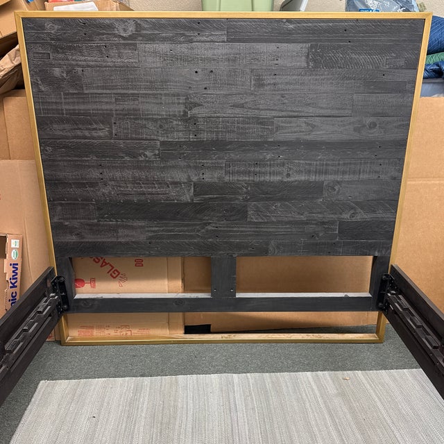 Industrial Queen Size Zin Home Elle Brass Bed Frame For Sale - Image 3 of 12