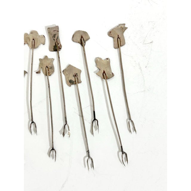 Vintage Abalone Cocktail Picks – Set of 11 Iridescent Mid-Century Appetizer Forks With Organic Shapes For Sale In Louisville - Image 6 of 7
