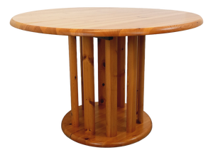 Vintage Scandinavian Pine Round Dining Table with Extensions in the style of Rainer Daumiller, 1970s