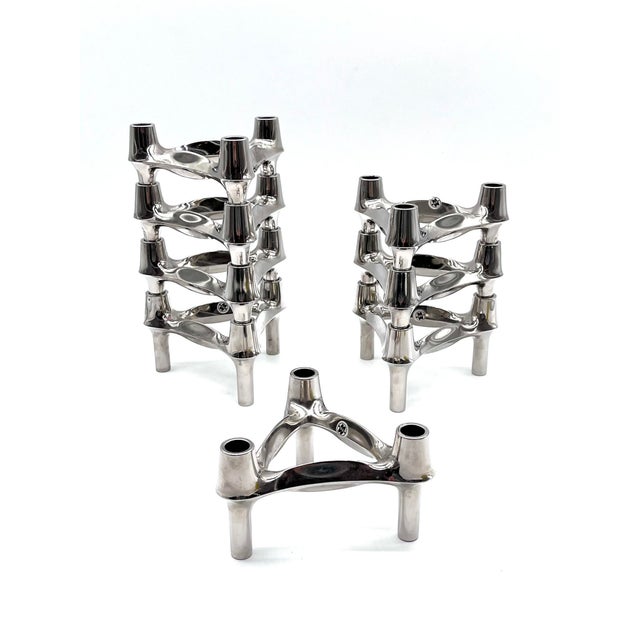 Modular Candleholders in Chrome-Plated Metal, Germany, 1960s, Set of 8 For Sale - Image 13 of 14