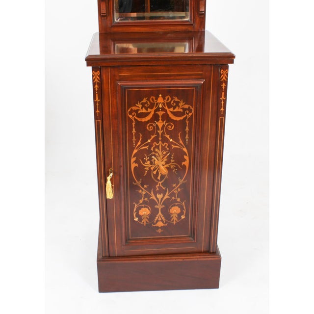 Antique Edwardian Mahogany Marquetry Bedside Chests, Set of 2 For Sale - Image 13 of 18