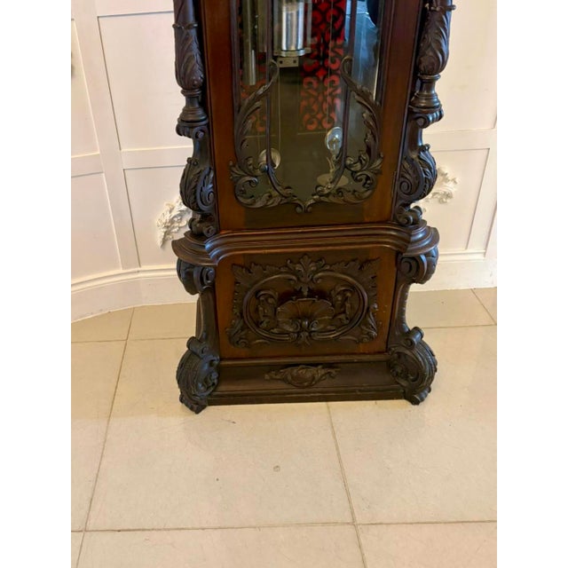 Antique Carved Mahogany 9-Tube Chiming Longcase Clock, 1880 For Sale - Image 17 of 18