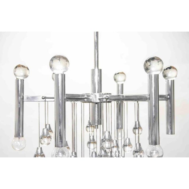 Chandelier in Glass and Chrome by Angelo Gaetano Sciolari, 1970s For Sale - Image 3 of 7