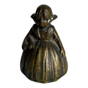 Vintage Dutch Girl Figural Brass Table Bell Novelty Desk Call Bell