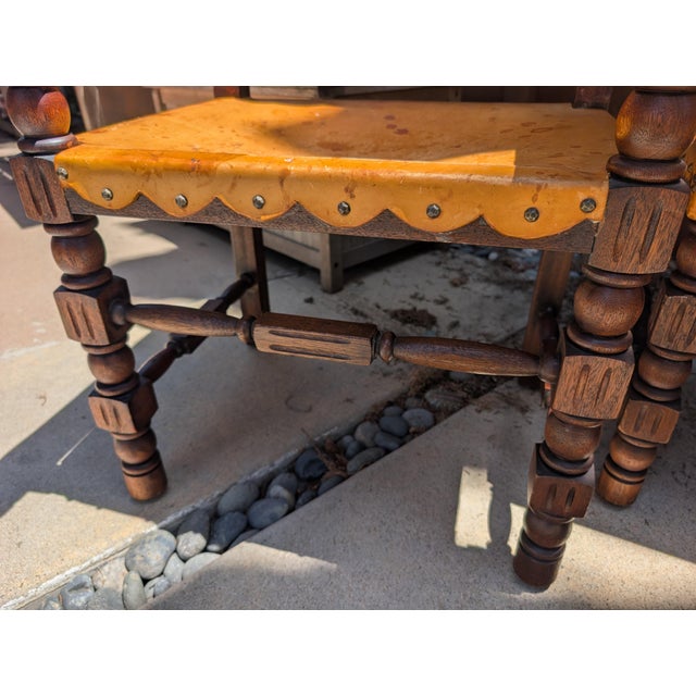 Set of 6 Vintage Spanish Revival Dining Chairs (4 Side, 2 Captain’s)-Project Set For Sale - Image 4 of 10
