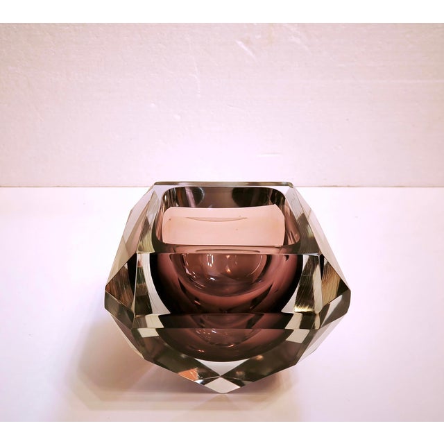 1970s Vintage Murano Sommerso Diamond Bowl attributed to Alessandro Mandruzzato, Italy, 1970s For Sale - Image 5 of 18
