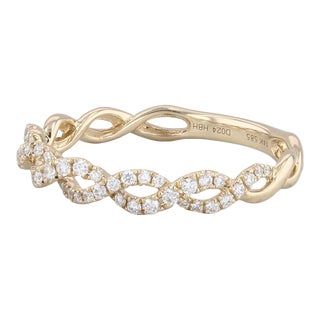 New 0.24ctw Diamond Stackable Ring 14k Yellow Gold Wedding Band Size 7.5 For Sale