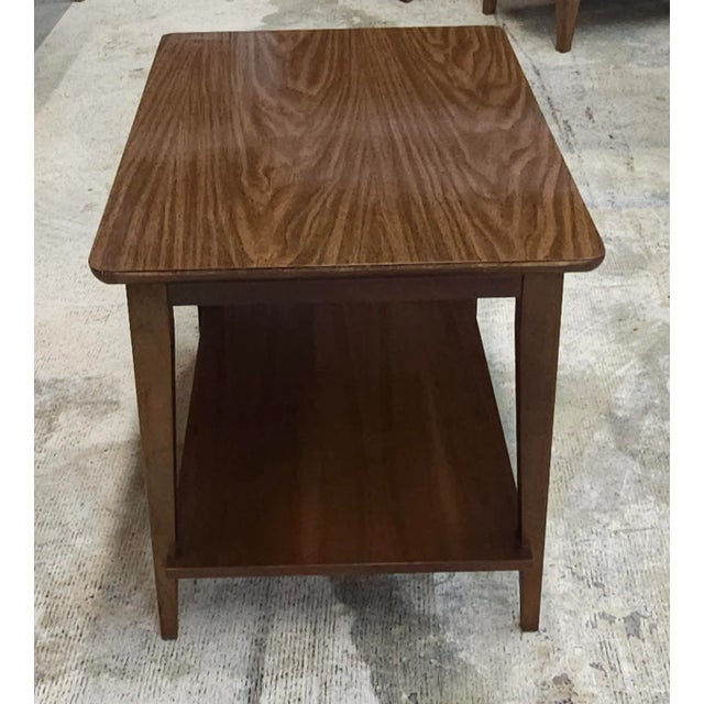 Wood Lane Furniture Mid Century Style Tiered Walnut Side Table For Sale - Image 7 of 10