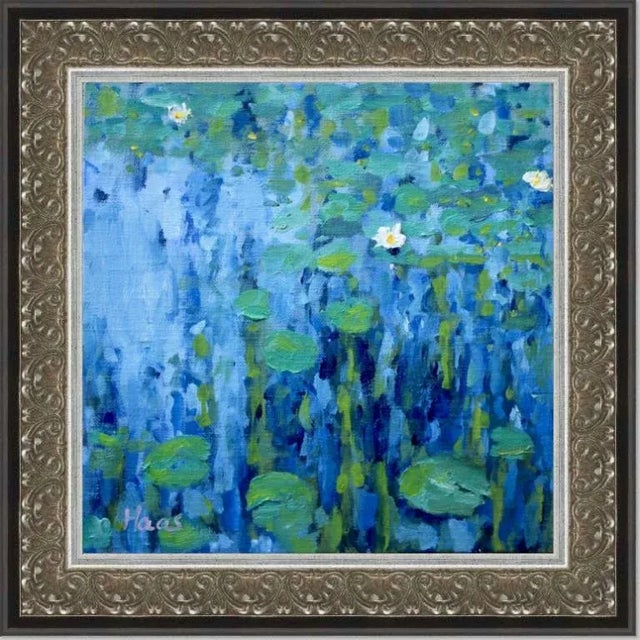 Blue Water Gardens Oil Painting Contemporary Impressionist Style For Sale - Image 8 of 8