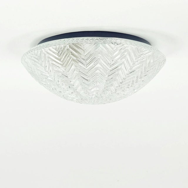 Mid-Century Modern Mid-Century Modern Geometric Glass Flush Mount from Limburg, Germany, 1970s For Sale - Image 3 of 11