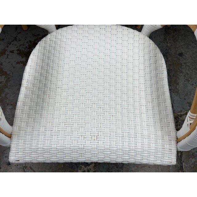 Wood Serena & Lily Riviera Rattan Armchair, Set of Four For Sale - Image 7 of 12