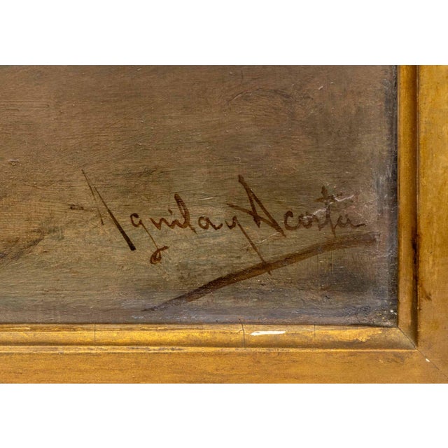 Wood Adolfo Aguila Acosta Portrait of a Woman Oil on Panel For Sale - Image 7 of 9
