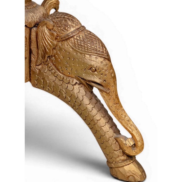 Antique Anglo-Indian Carved Wood Elephant Table For Sale In Miami - Image 6 of 7