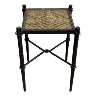 Vintage Hammered Cast Iron Woven Top Table For Sale