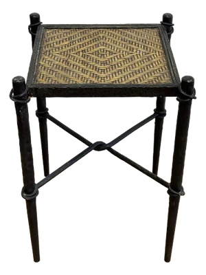 Vintage Hammered Cast Iron Woven Top Table