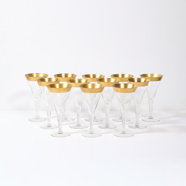 Set of 12 Mid-Century Modernist Gilt Rimmed Water Glasses by Dorothy Thorpe For Sale In New York - Image 6 of 15