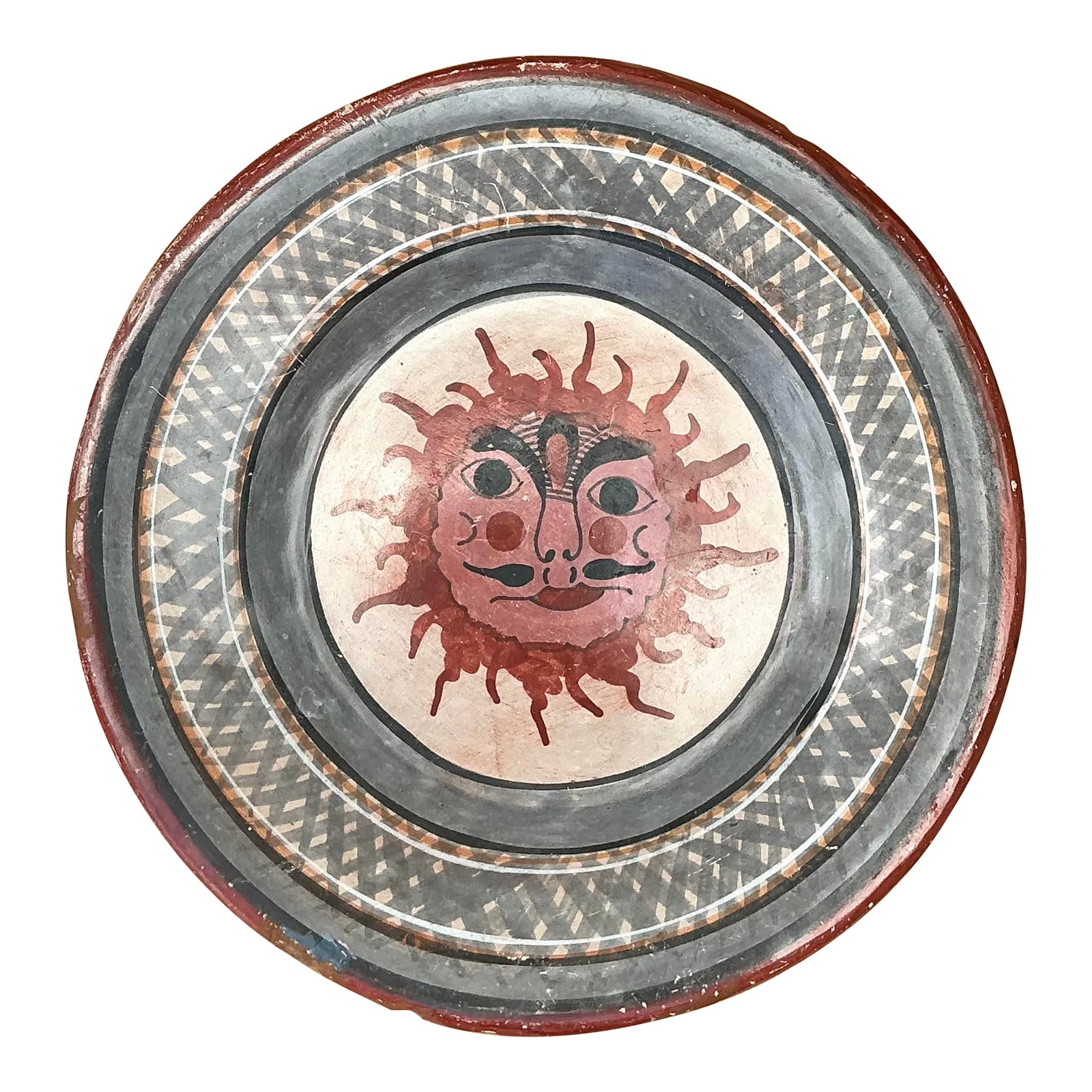 Vintage Hand Painted Sun Plate | Chairish