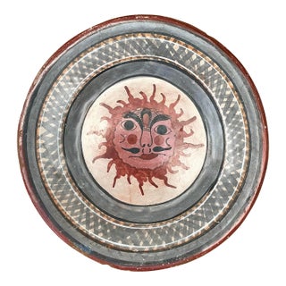 Vintage Hand Painted Sun Plate For Sale