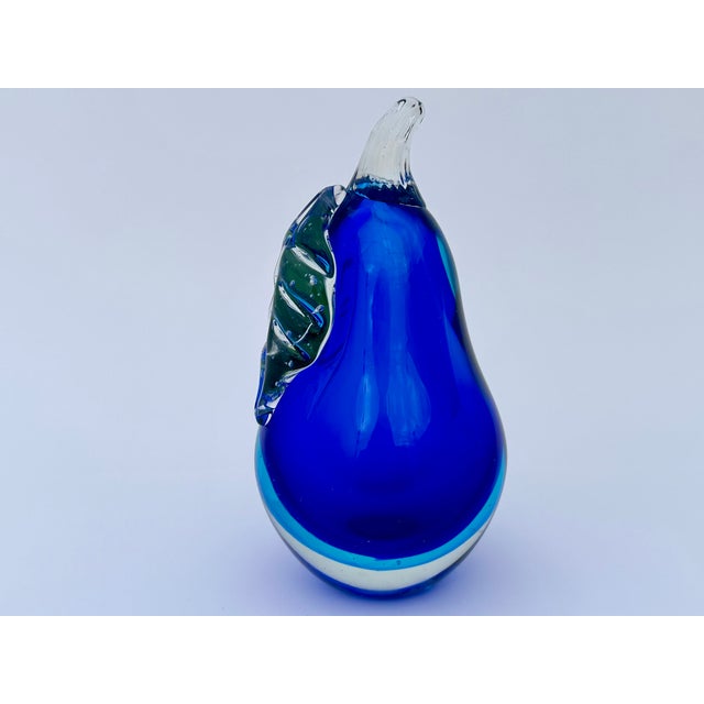 Glass Sommerso Art Glass Pear in Shades of Blue For Sale - Image 7 of 7
