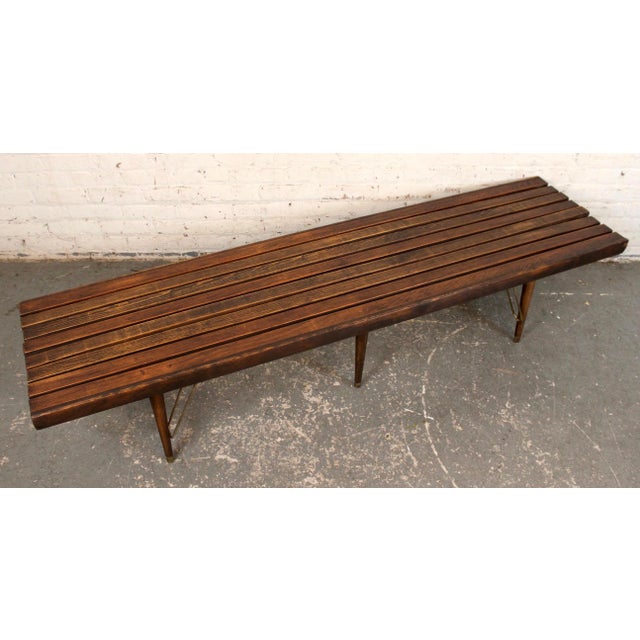 Late 20th Century Walnut Slat Bench For Sale - Image 13 of 13