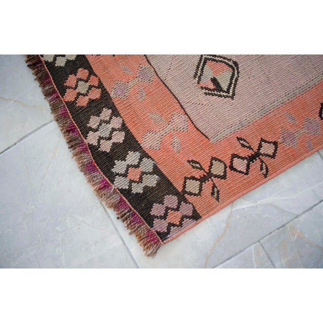 Vintage Turkish Handmade Kilim Runner Rug Organic Woll Tribal Design Primitive Rug - 3′5″ × 12′8″ For Sale - Image 10 of 16