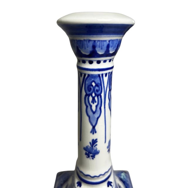 Hand-Painted Blue and White Candlestick by C. Tetteroo for Royal Delft, 1973 For Sale - Image 6 of 12