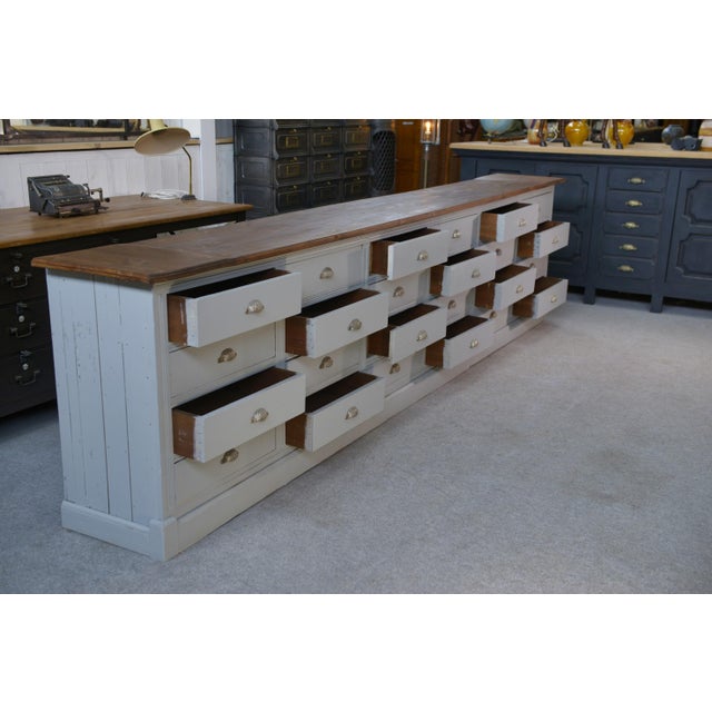 Wood Large Vintage Drawer Craft Cabinet in Fir, 1950s For Sale - Image 7 of 10