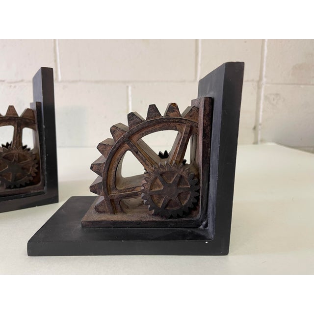 Vintage Grist Mill Metal Bookends, Pair Chairish