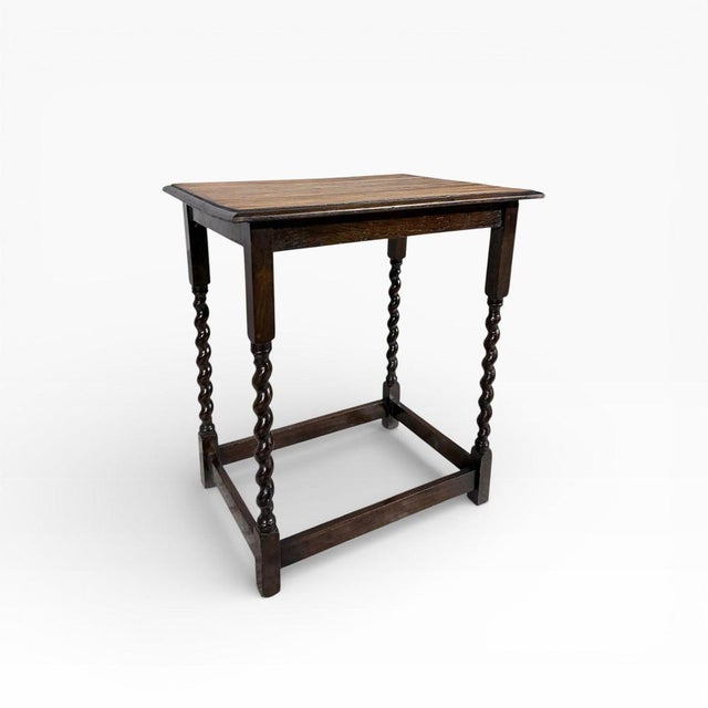 Vintage Oak Barley Twist Side Table For Sale - Image 3 of 7