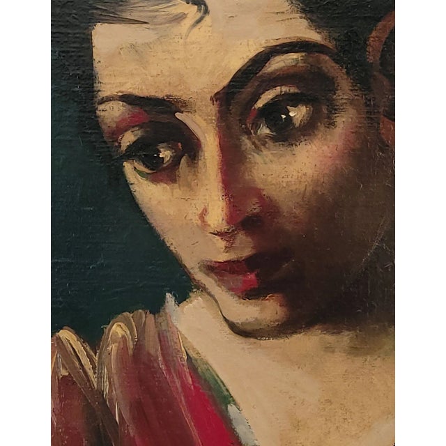 Realism "Pensive Girl With Dark Eyes", Sarkis Sarkisian, u.s.a. Circa 1940 For Sale - Image 3 of 7