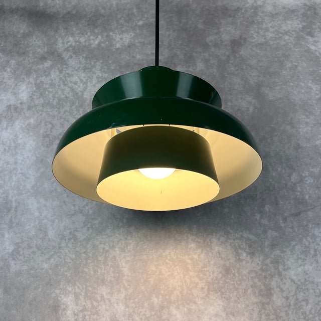 Vintage Danish Green Lamp, 1970s, in Good conditions. Designed 1970 to 1979 Up to 250V (Europe/UK Standard).The wiring of...