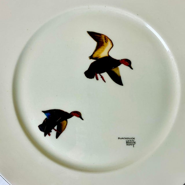 1950s Vintage Americana Adirondack Arts & Crafts Fowl Game Birds Dinner Plates - Set of 12, Lynn Bogue Hunt For Sale - Image 9 of 16