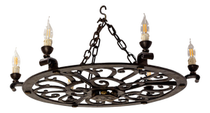 Large Circular Wrought Iron Chandelier, France, 1940