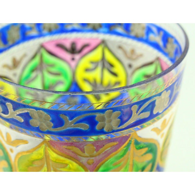 184287 Davis Collamore & Co. New York Enameled Glass Cup & Plate Set