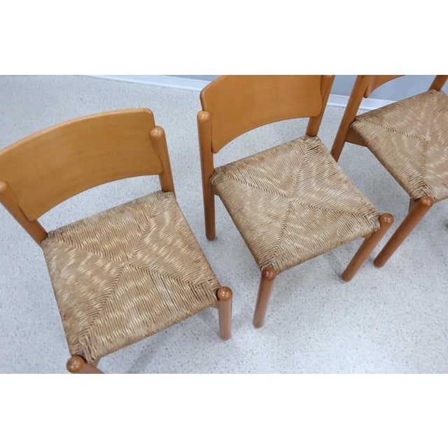 Vintage Rustic Dining Chairs with Straw Seat attributed to Renato Toso, 1970s, Set of 4 For Sale - Image 14 of 16