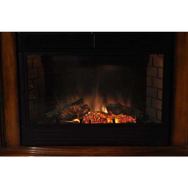 Traditional Twin Star International 62" Cherry Wood Empire Style Heater Tv Stand Fireplace For Sale - Image 3 of 11