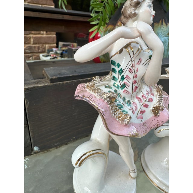Pair of 1970s Victorian Ceramic Figurines For Sale - Image 4 of 7