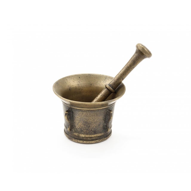 Goldenrod Antique Bronze Mortar, 1850, Set of 2 For Sale - Image 8 of 8
