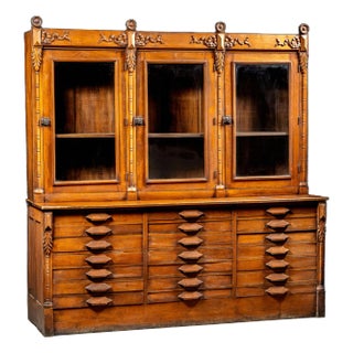 C. 1900 Walnut Apothecary Cabinet For Sale