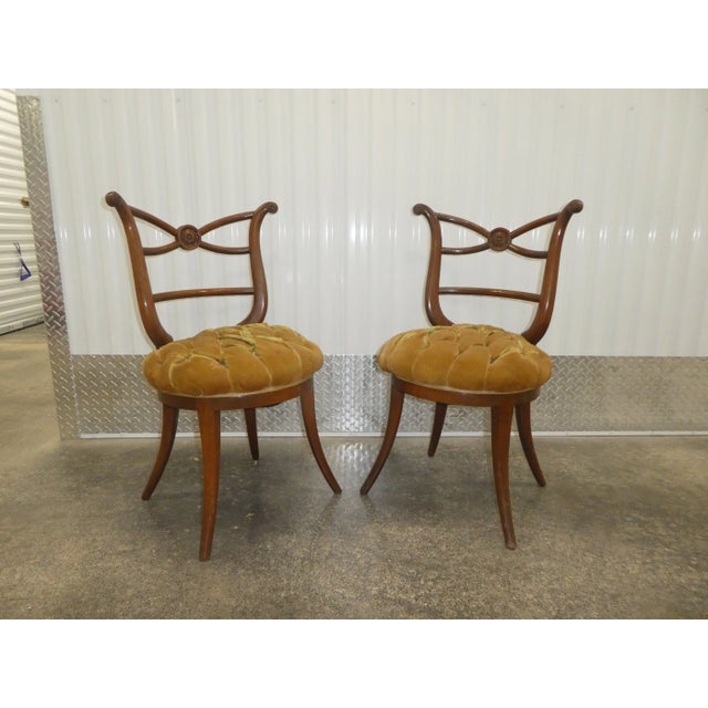 1940's Hollywood Regency Klismos Side Chairs - a Pair For Sale - Image 10 of 10